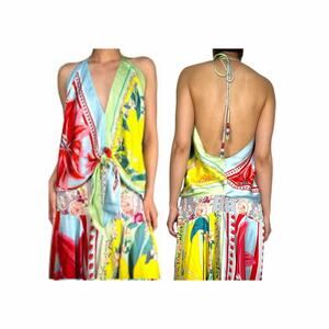 NWT FARM Rio XL Latina Scarf High Neck Jersey Blouse TOP